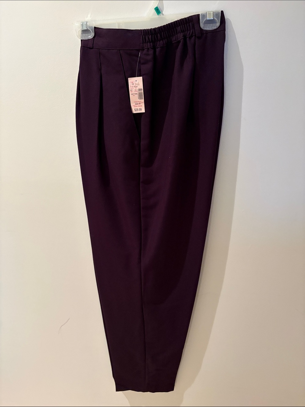 Dress Barn Women's Tailored Pleated Trousers in Deep Burgundy